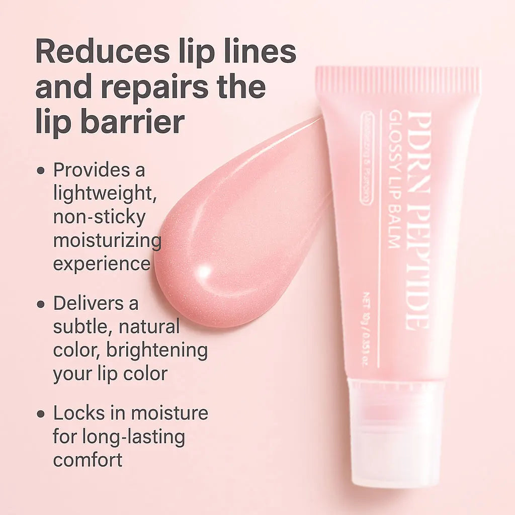 PDRN Peptide Jelly Gloss Balm,Moisturizing Lip Gloss with Pink Peptide, Hyaluronic Acid, Ceramide for a Plump, Glossy Lips 10g
