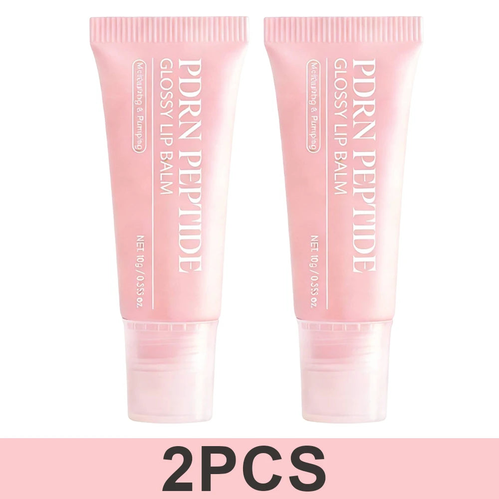 PDRN Peptide Jelly Gloss Balm,Moisturizing Lip Gloss with Pink Peptide, Hyaluronic Acid, Ceramide for a Plump, Glossy Lips 10g
