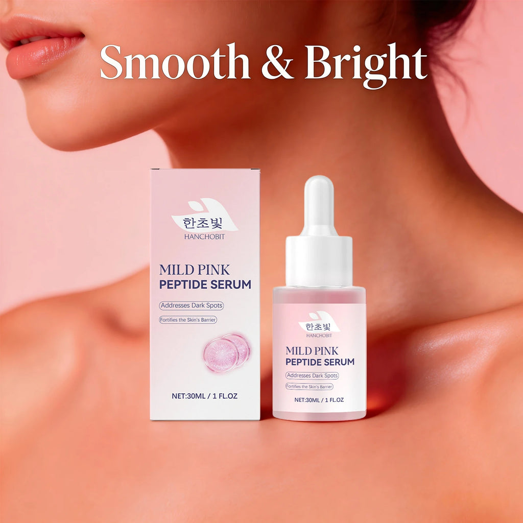 Pink Peptide Serum for Dull Skin Brightening Skin Dark Spots Improvent Even Skin Tone Enhance Elasticity Smoothing Face Essence