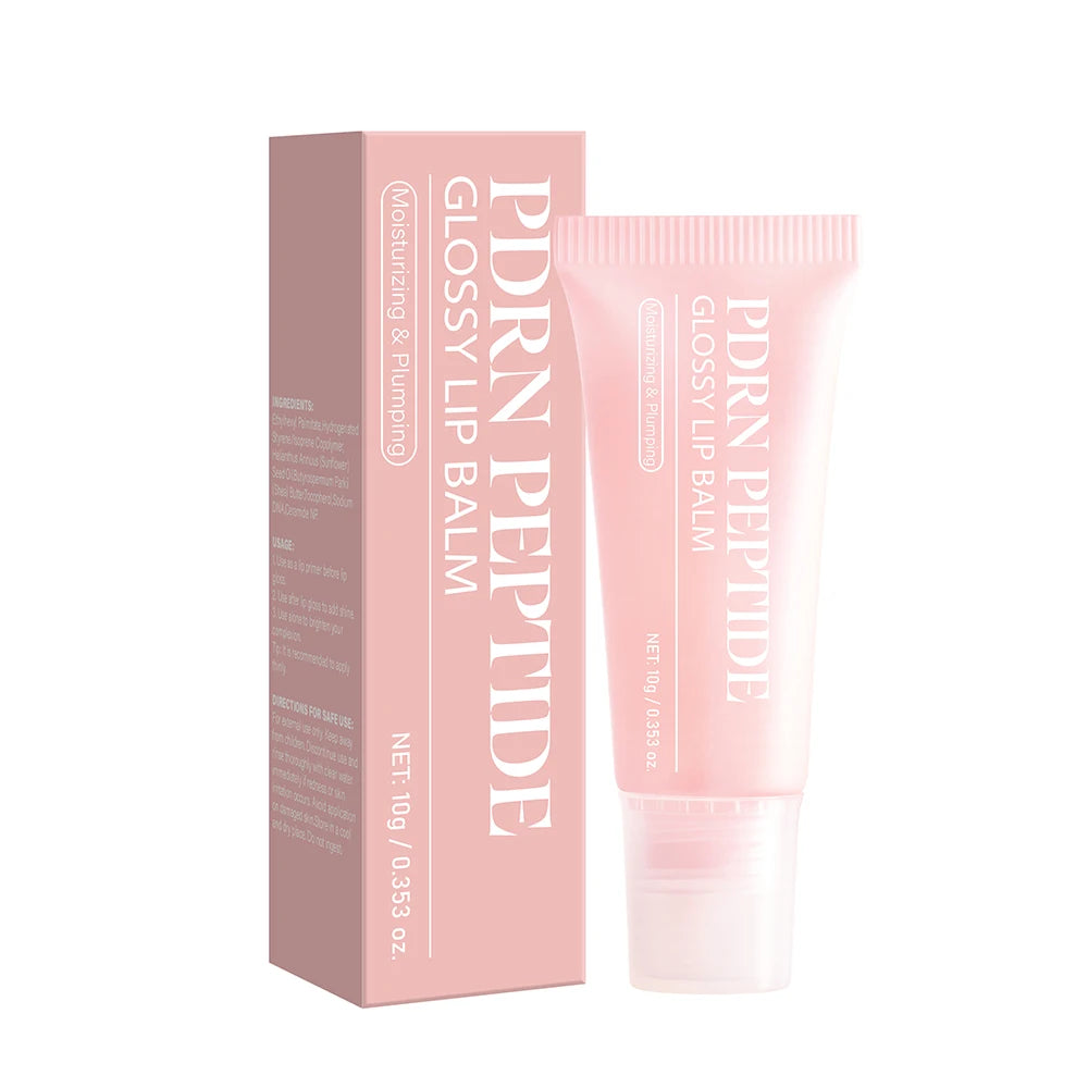 PDRN Peptide Jelly Gloss Balm,Moisturizing Lip Gloss with Pink Peptide, Hyaluronic Acid, Ceramide for a Plump, Glossy Lips 10g